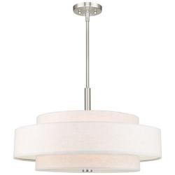 Livex Lighting Meridian 24" Nickel Double-Drum Shade Pendant Light
