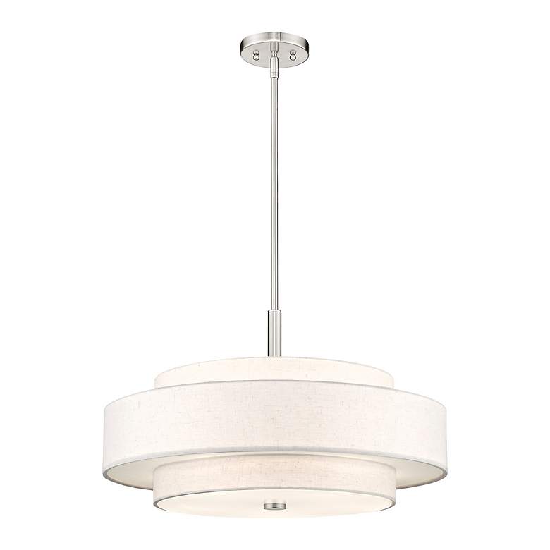 Image 7 Livex Lighting Meridian 24" Nickel Double-Drum Shade Pendant Light more views