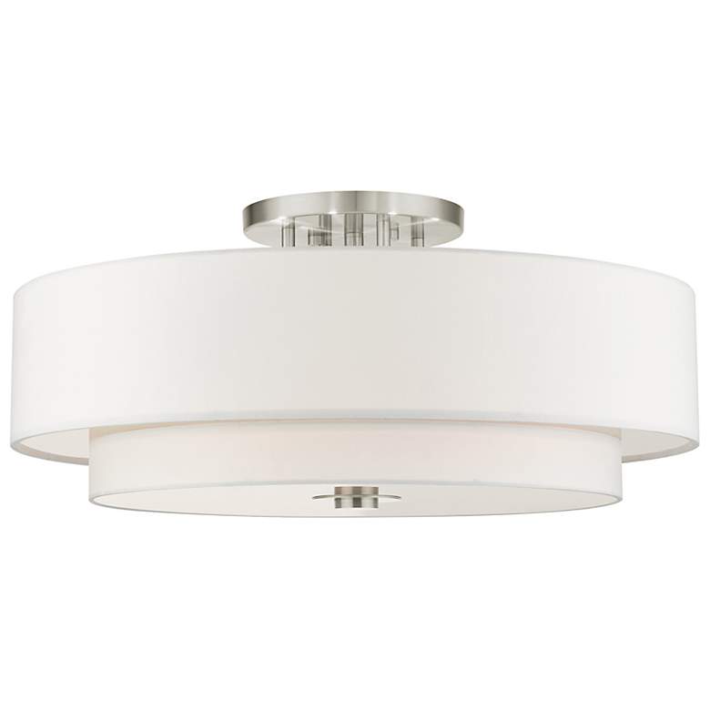 Image 2 Livex Lighting Meridian 30" Brushed Nickel Double Drum Ceiling Light