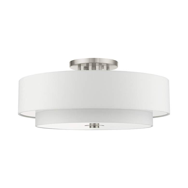 Image 3 Livex Lighting Meridian 30" Brushed Nickel Double Drum Ceiling Light more views