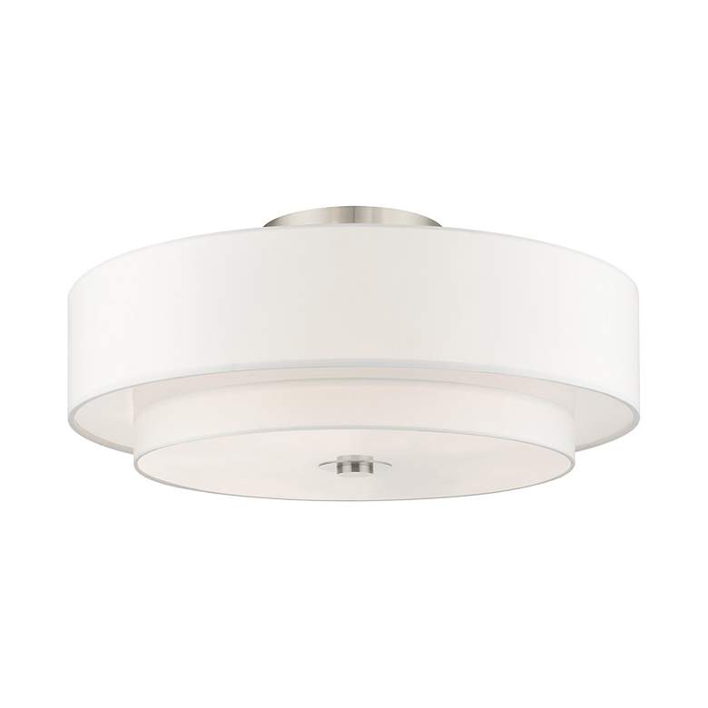 Image 4 Livex Lighting Meridian 30" Brushed Nickel Double Drum Ceiling Light more views