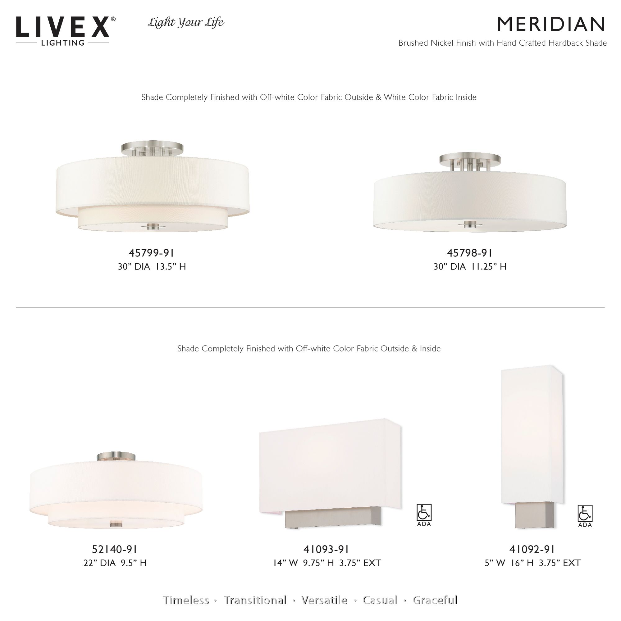 Livex Lighting Meridian 30" Brushed Nickel Double Drum Ceiling Light