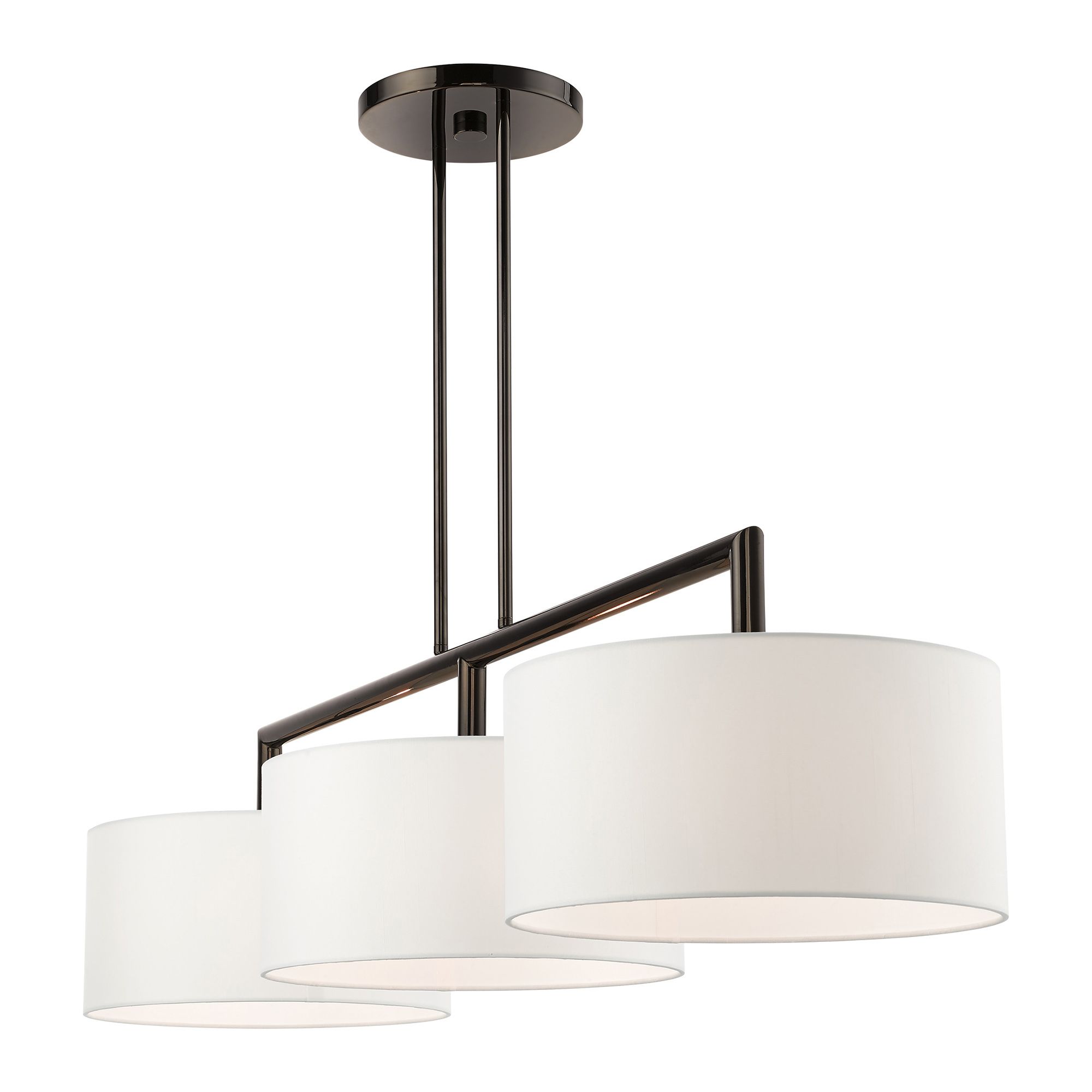 Livex Lighting Meridian 51" Black Chrome 3-Light Linear Chandelier in scene