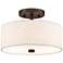 Livex Lighting Monroe 11" English Bronze Oatmeal Drum Ceiling Light