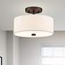 1_Livex Lighting Monroe 11" English Bronze Oatmeal Drum Ceiling Light