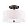 3_Livex Lighting Monroe 11" English Bronze Oatmeal Drum Ceiling Light more views
