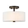 4_Livex Lighting Monroe 11" English Bronze Oatmeal Drum Ceiling Light more views