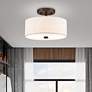 Livex Lighting Monroe 11" English Bronze Oatmeal Drum Ceiling Light