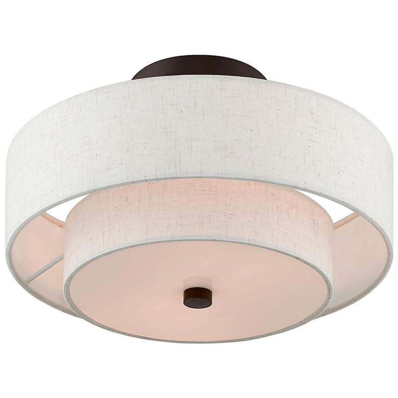 Image 6 Livex Lighting Monroe 13" White Double Drum 2-Light Ceiling Light more views