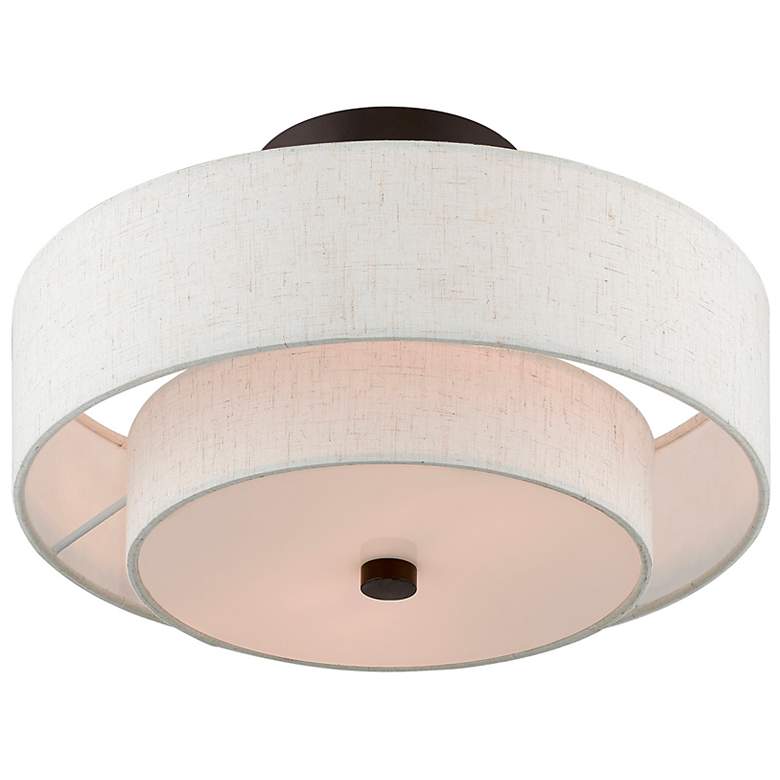 Image 7 Livex Lighting Monroe 13" White Double Drum 2-Light Ceiling Light more views
