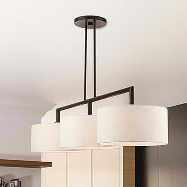 Livex Lighting Monroe 51" English Bronze 3-Light Linear Chandelier