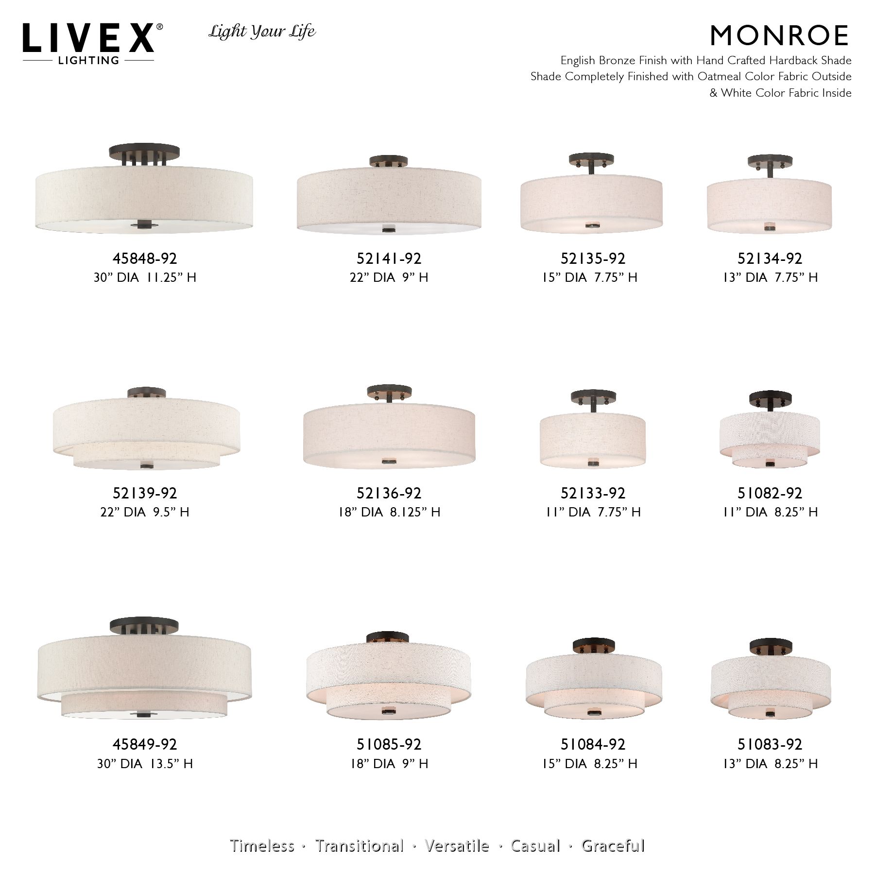 Livex Lighting Monroe 51" English Bronze 3-Light Linear Chandelier in scene