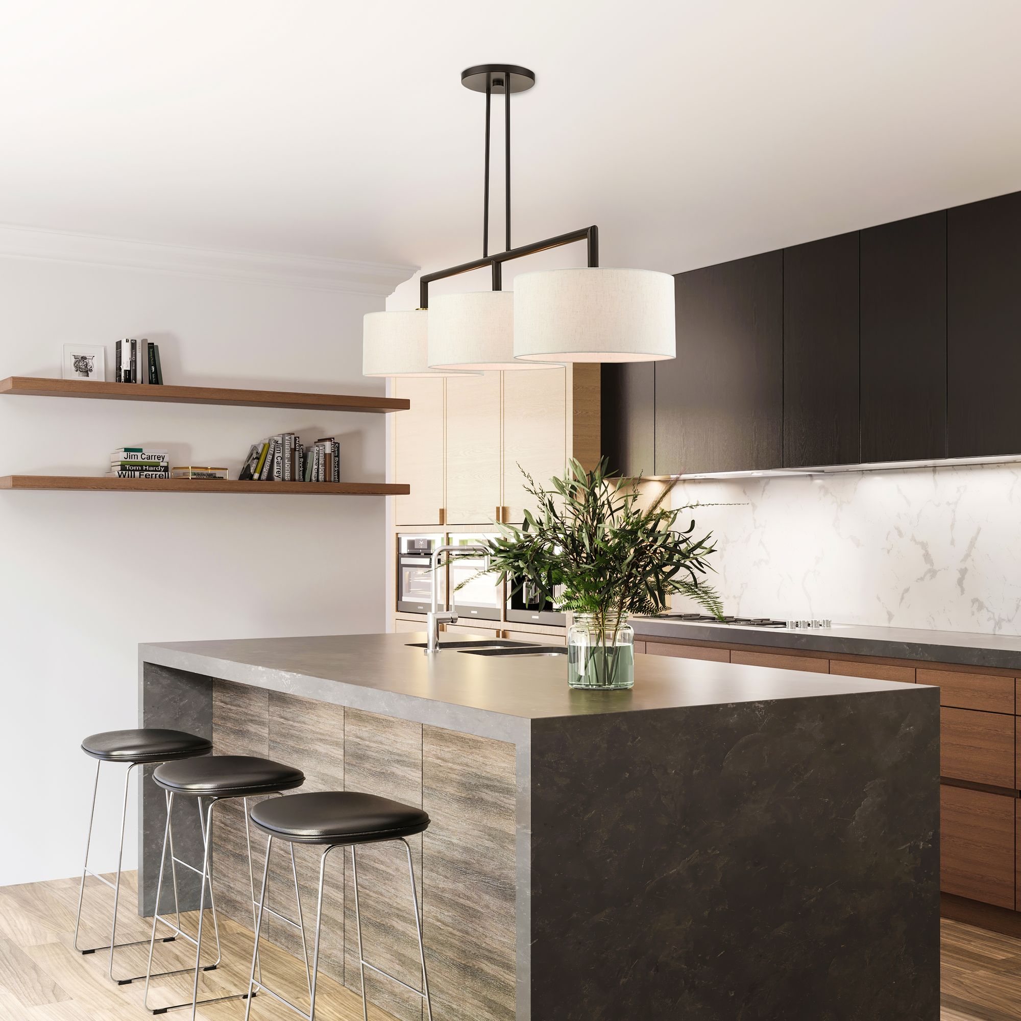 Livex Lighting Monroe 51" English Bronze 3-Light Linear Chandelier in scene