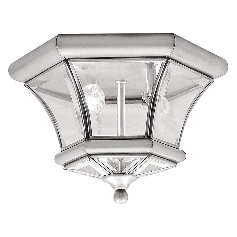 Image 1 Livex Lighting Monterey 10 1/2" Wide Nickel Outdoor Ceiling Light