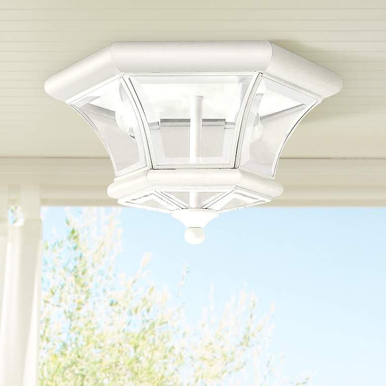 Image 1 Livex Lighting Monterey 10 1/2" Wide White Outdoor Ceiling Light