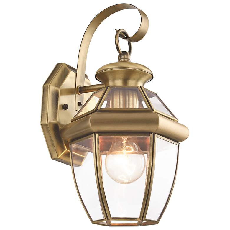 Image 2 Livex Lighting Monterey 12 1/2" High Antique Brass Outdoor Wall Light