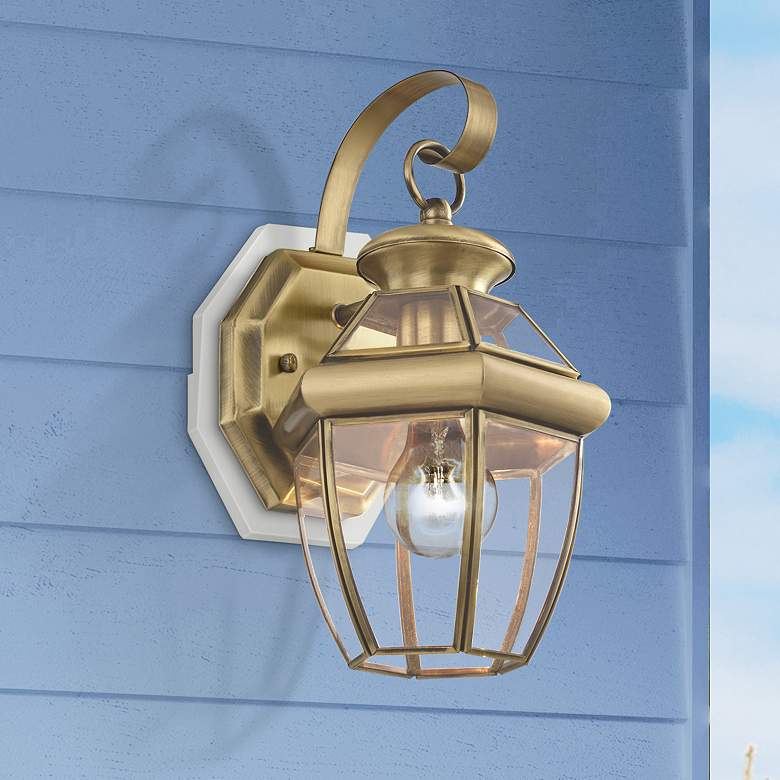 Image 1 Livex Lighting Monterey 12 1/2" High Antique Brass Outdoor Wall Light