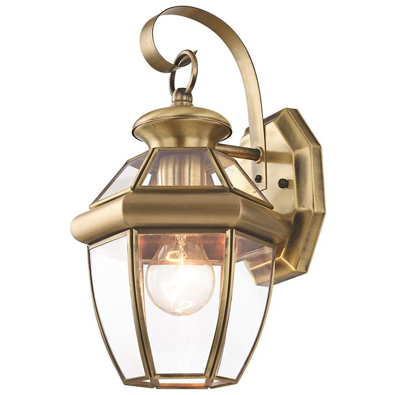 Image 3 Livex Lighting Monterey 12 1/2" High Antique Brass Outdoor Wall Light more views