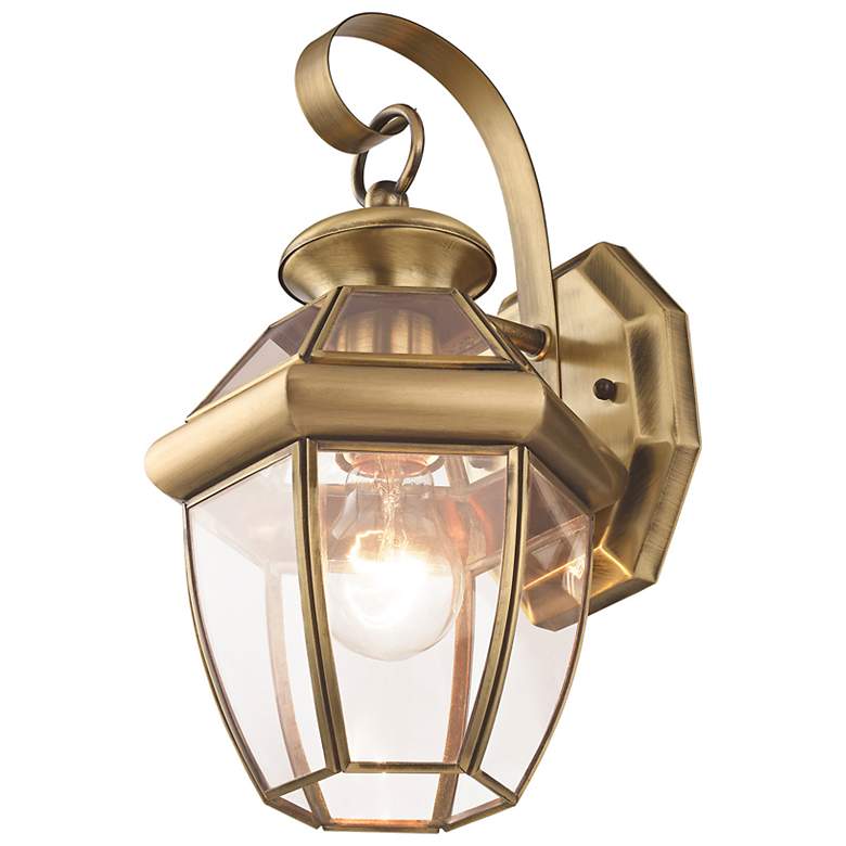 Image 6 Livex Lighting Monterey 12 1/2" High Antique Brass Outdoor Wall Light more views