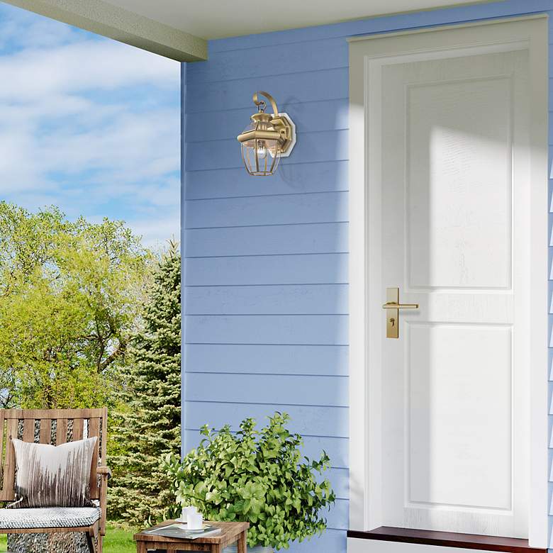 Image 7 Livex Lighting Monterey 12 1/2" High Antique Brass Outdoor Wall Light more views