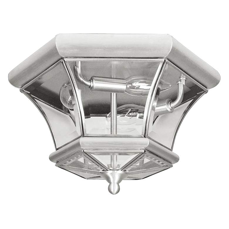 Image 2 Livex Lighting Monterey 12 1/2" Wide Nickel Outdoor Ceiling Light