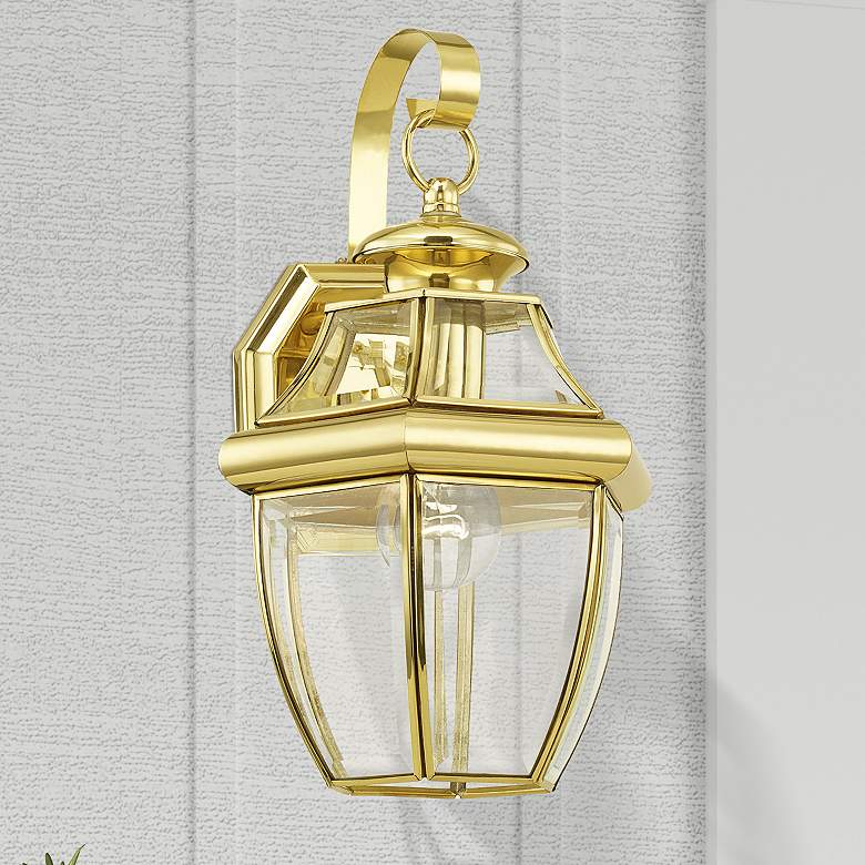 Image 2 Livex Lighting Monterey 13" High Polished Brass Outdoor Wall Light