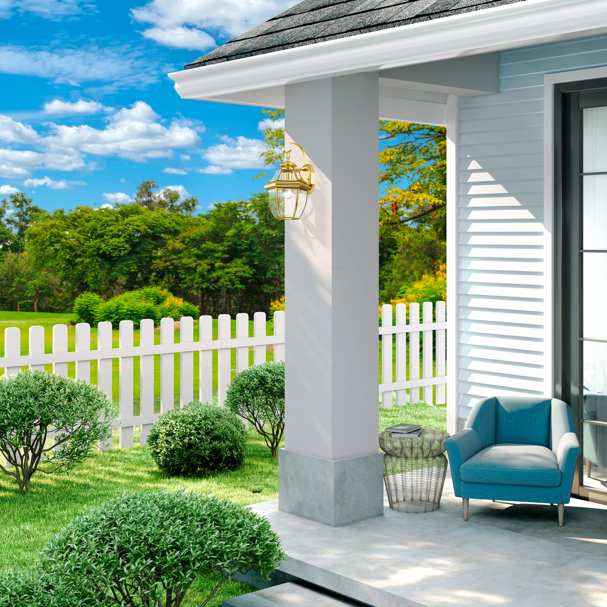 Livex Lighting Monterey 13" High Polished Brass Outdoor Wall Light in scene