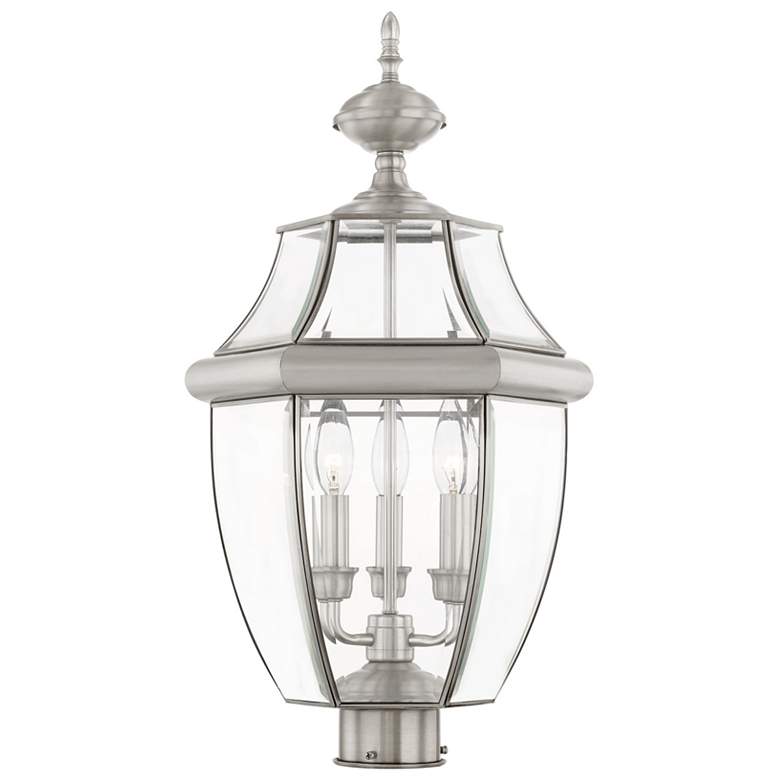 Image 1 Livex Lighting Monterey 23 1/2" Brushed Nickel Clear Glass Post Light