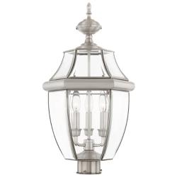 Livex Lighting Monterey 23 1/2" Brushed Nickel Clear Glass Post Light