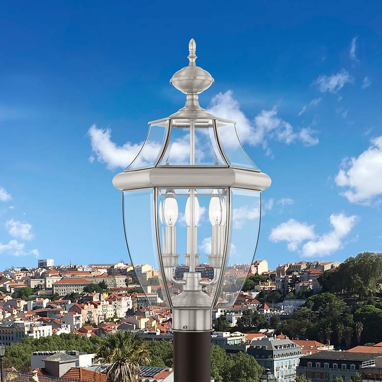 Image 3 Livex Lighting Monterey 23 1/2" Brushed Nickel Clear Glass Post Light more views