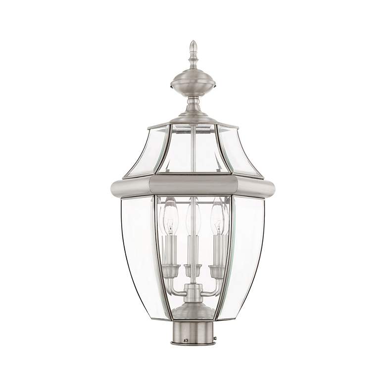 Image 4 Livex Lighting Monterey 23 1/2" Brushed Nickel Clear Glass Post Light more views