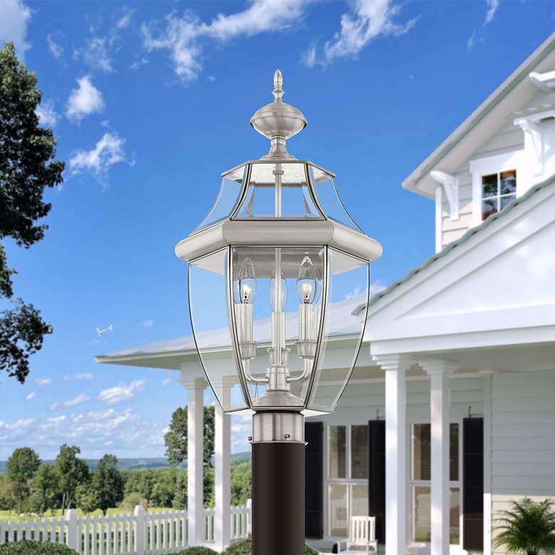 Image 6 Livex Lighting Monterey 23 1/2" Brushed Nickel Clear Glass Post Light more views