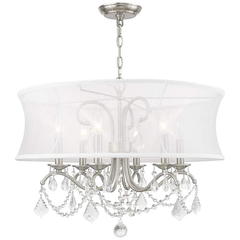 Image 3 Livex Lighting New Castle 24" Wide Brushed Nickel Shade Chandelier