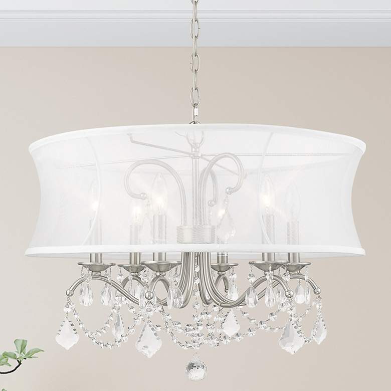 Image 2 Livex Lighting New Castle 24" Wide Brushed Nickel Shade Chandelier