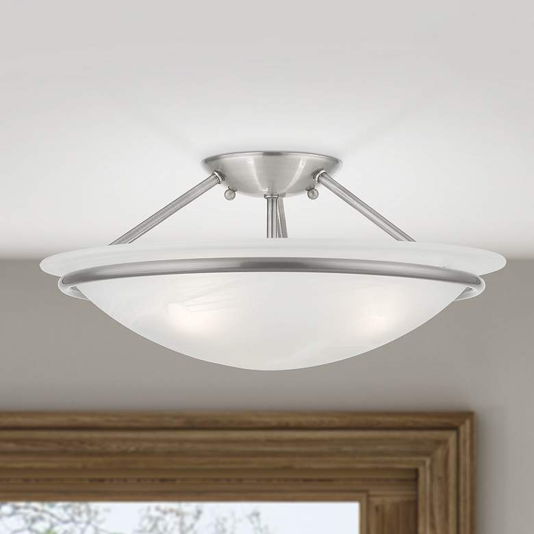 Image 1 Livex Lighting Newburgh 16" Wide 3-Light Brushed Nickel Ceiling Light