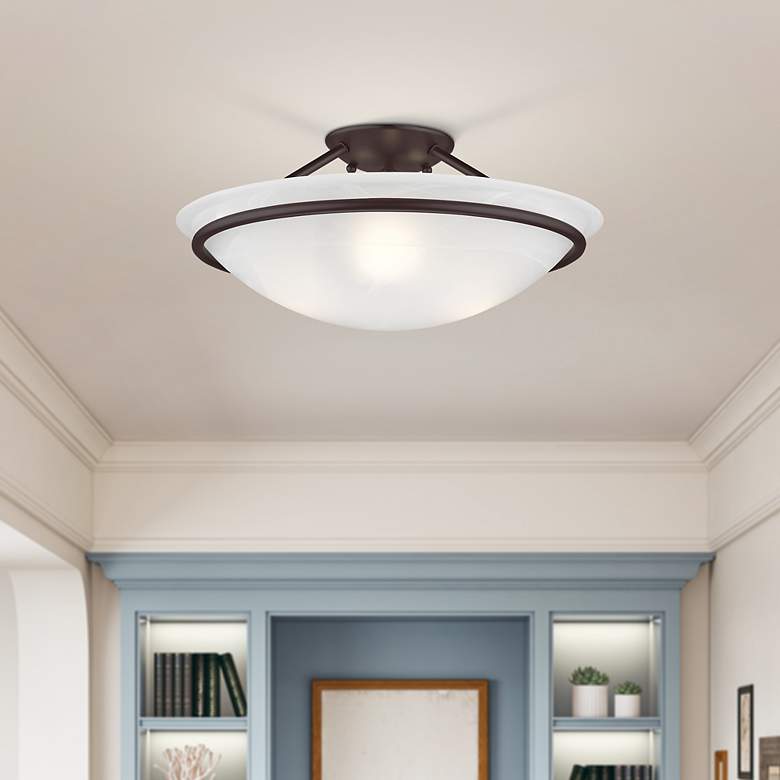 Image 2 Livex Lighting Newburgh 16" Wide Bronze Bowl Ceiling Light