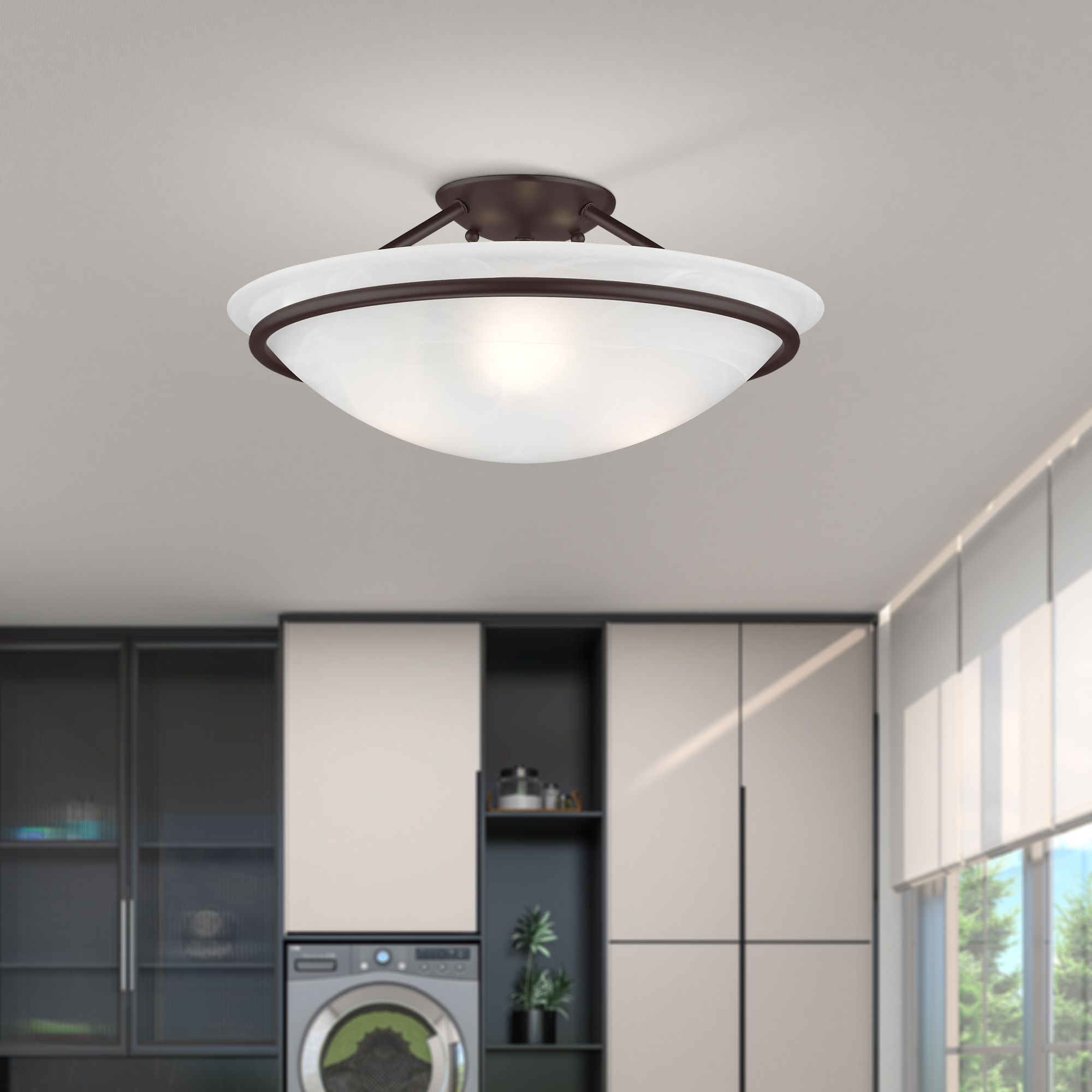 Livex Lighting Newburgh 16" Wide Bronze Bowl Ceiling Light in scene