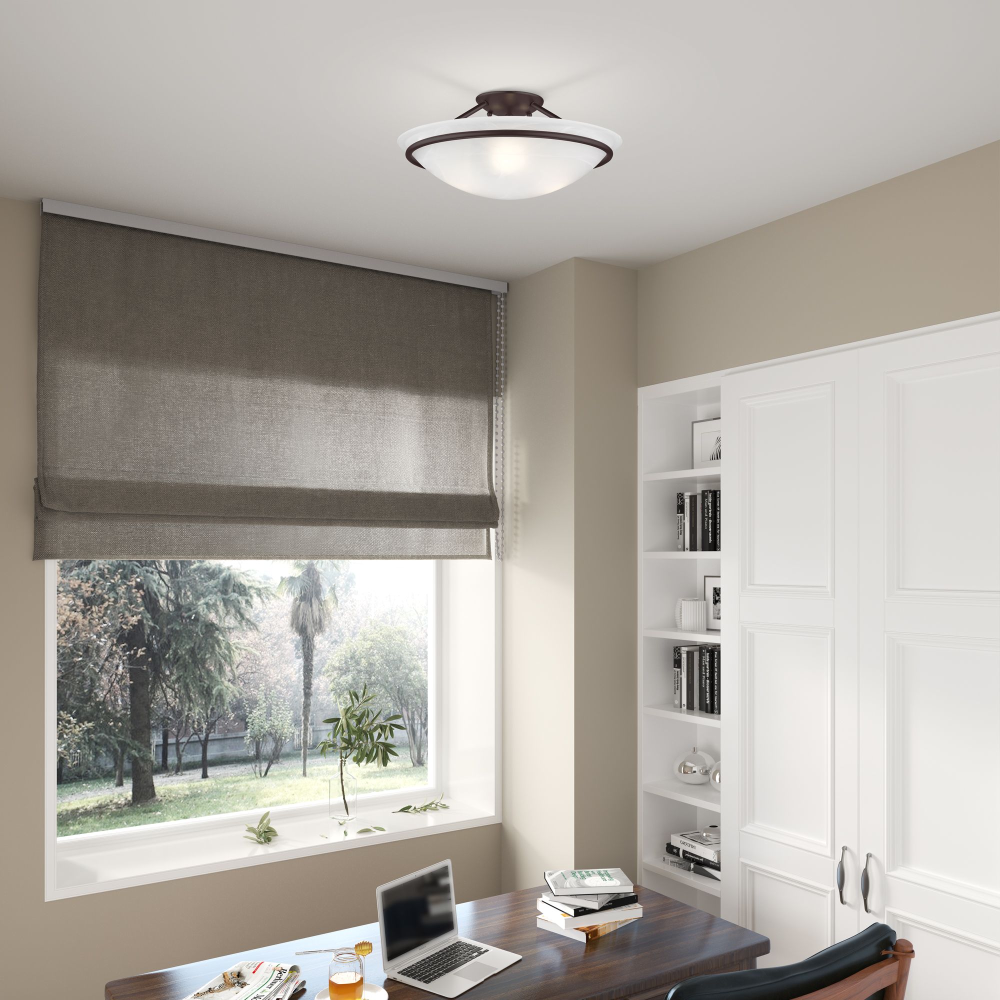 Livex Lighting Newburgh 16" Wide Bronze Bowl Ceiling Light in scene