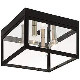 Image1 of Livex Lighting Nyack 10 1/2" Wide Black and Clear Glass Ceiling Light
