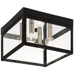 Livex Lighting Nyack 10 1/2&quot; Wide Black and Clear Glass Ceiling Light
