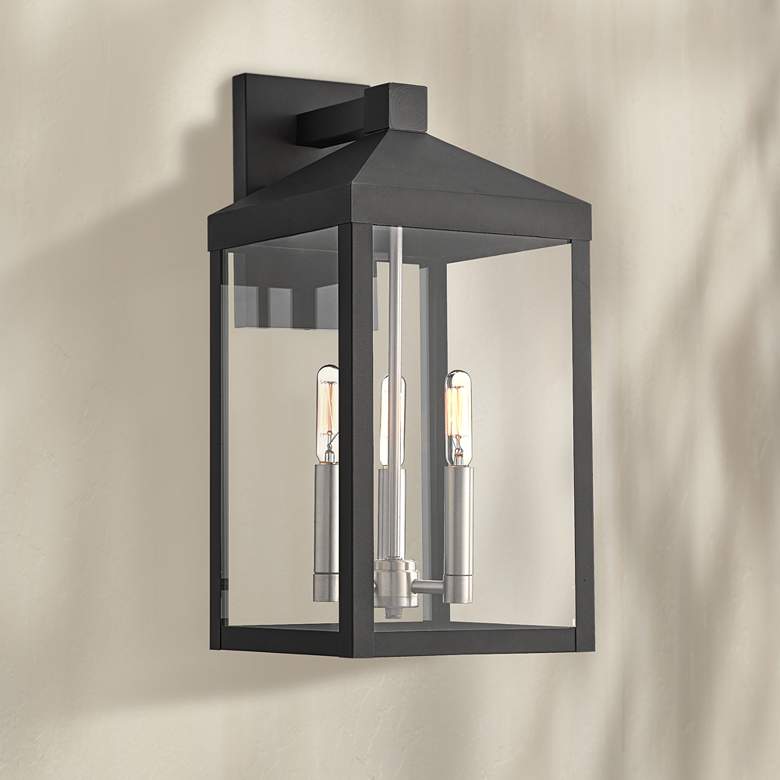 Image 1 Livex Lighting Nyack 17 1/2" High Black Outdoor Wall Light