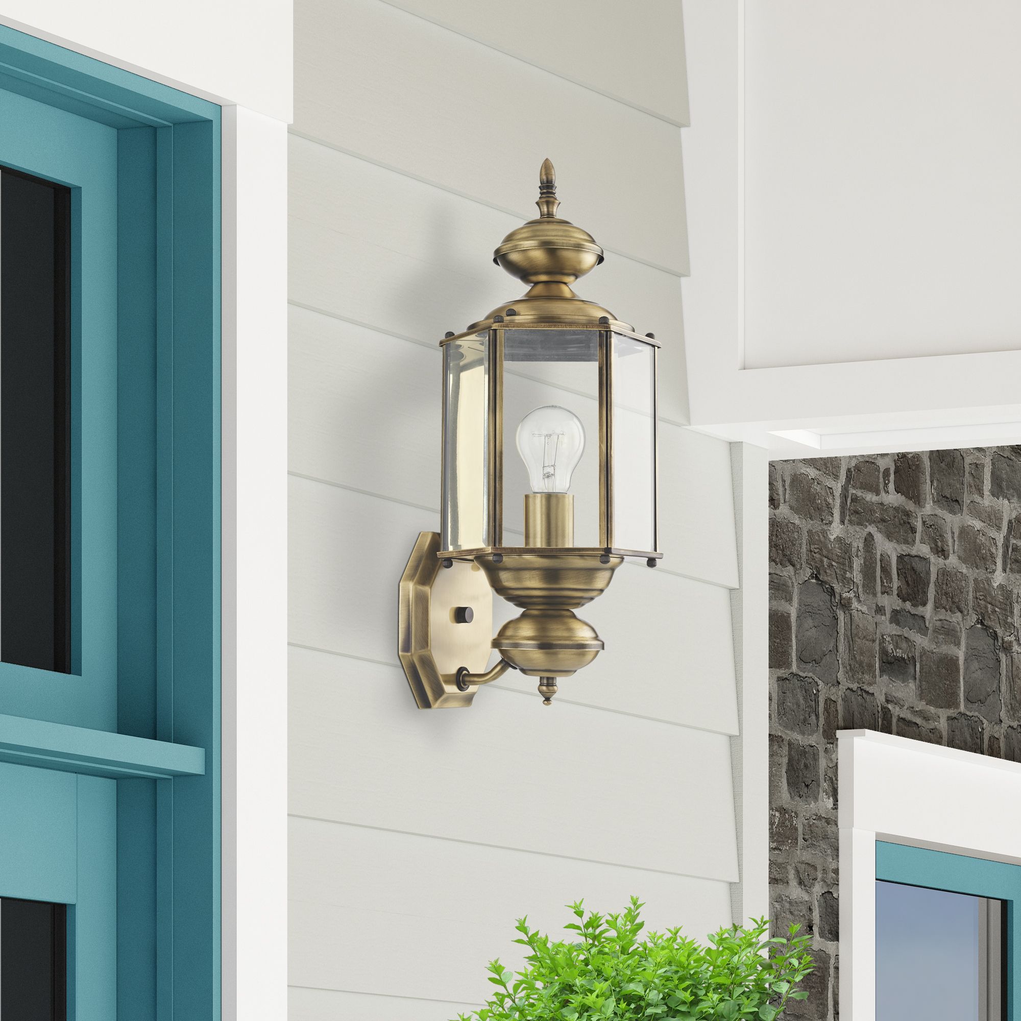 Livex Lighting Outdoor Basics 17" High Antique Brass Outdoor Light
