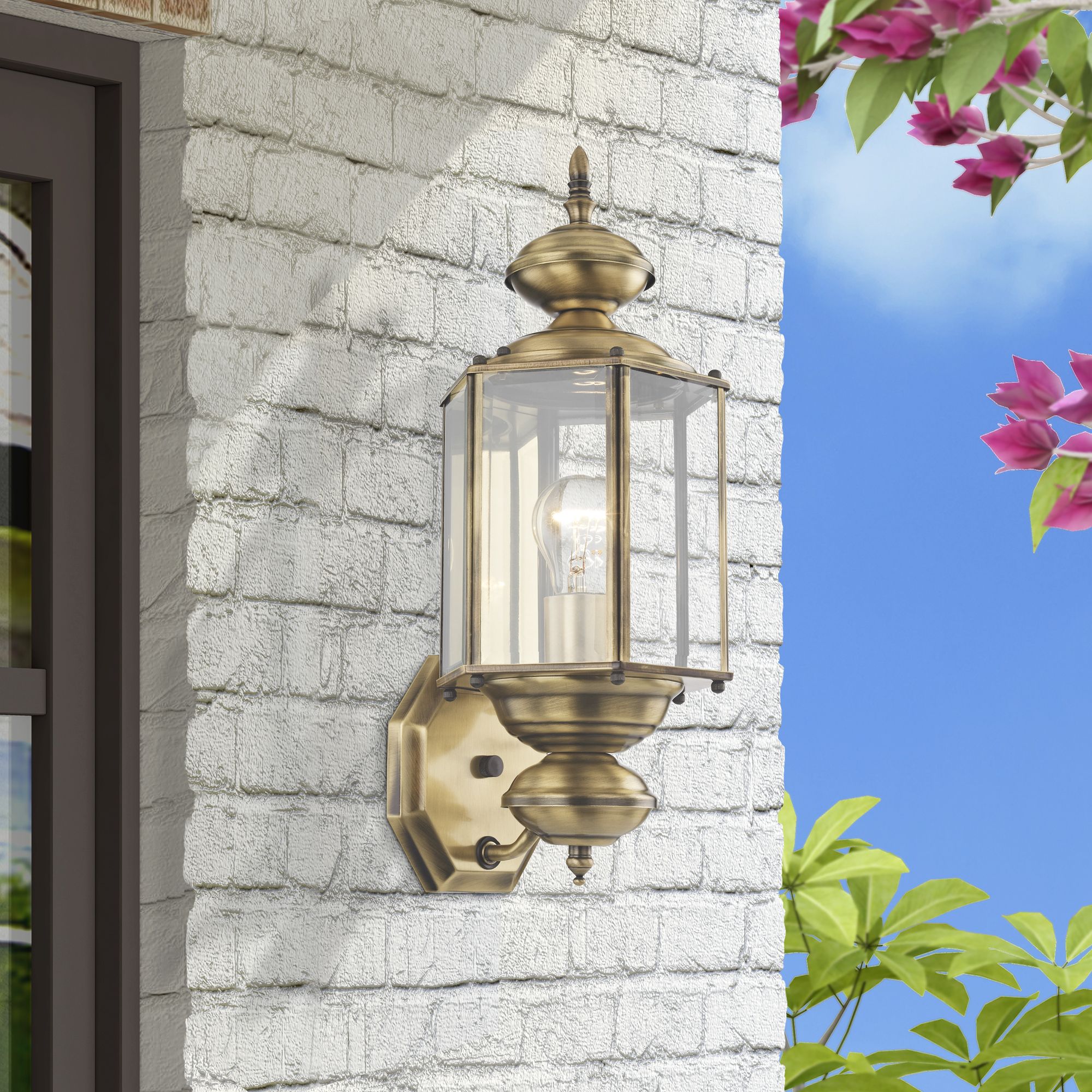 Livex Lighting Outdoor Basics 17" High Antique Brass Outdoor Light