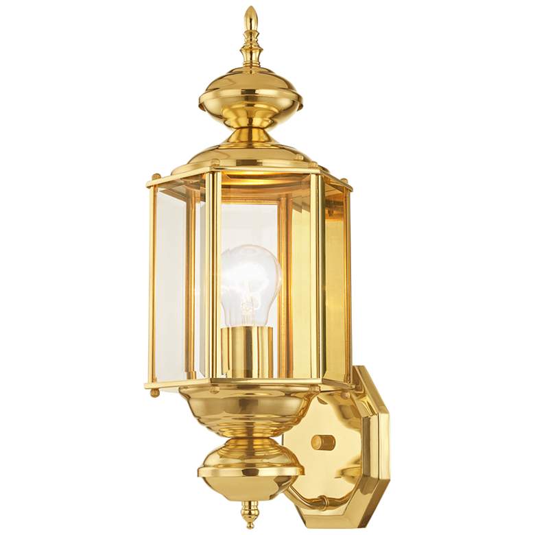Image 3 Livex Lighting Outdoor Basics 17" Polished Brass Outdoor Wall Light more views