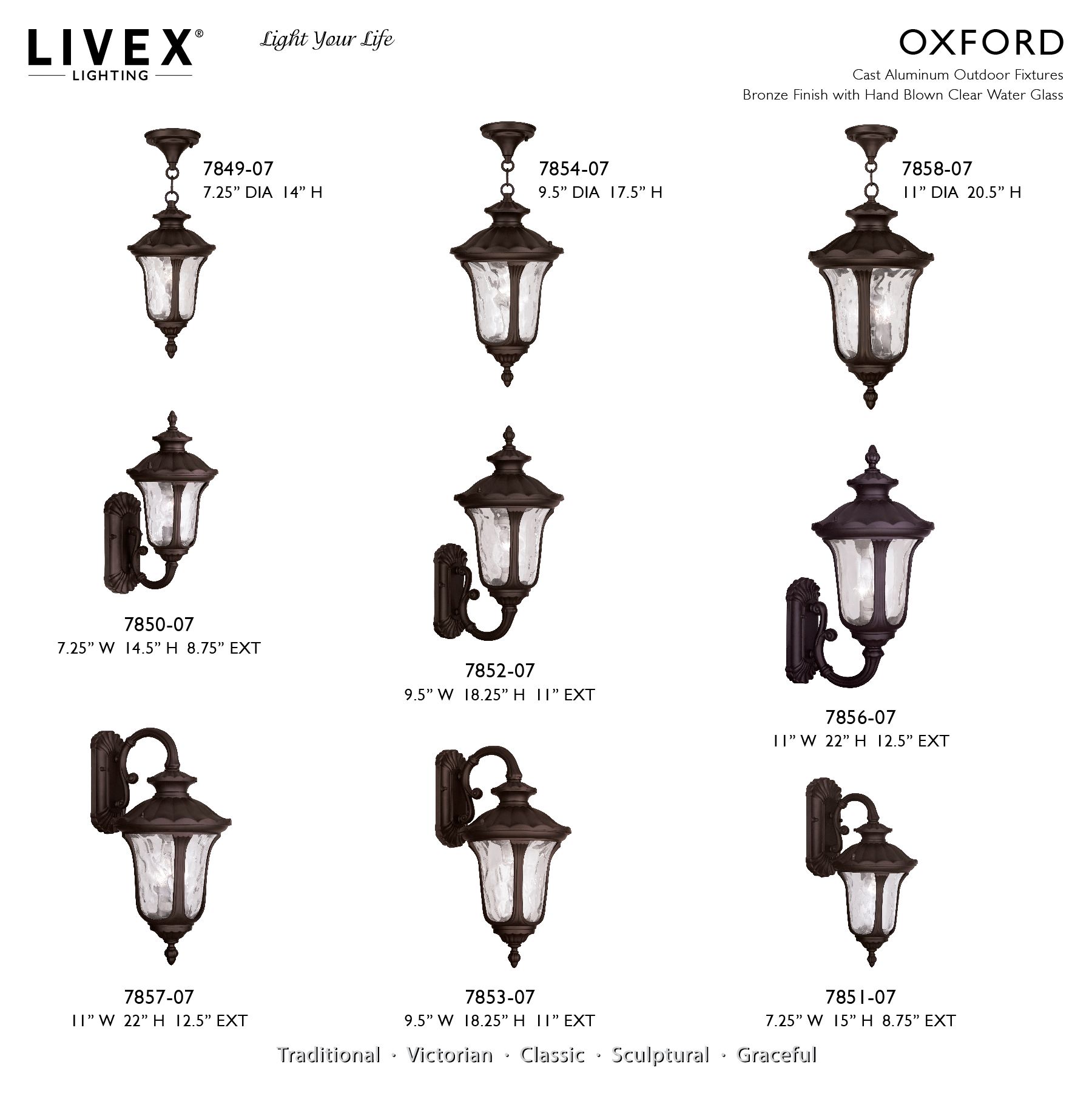 Livex Lighting Oxford 22" High 3-Light Bronze Outdoor Wall Lantern
