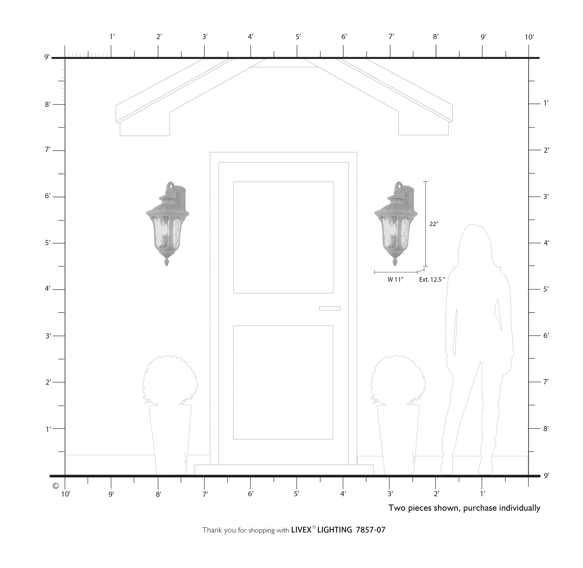Livex Lighting Oxford 22" High 3-Light Bronze Outdoor Wall Lantern
