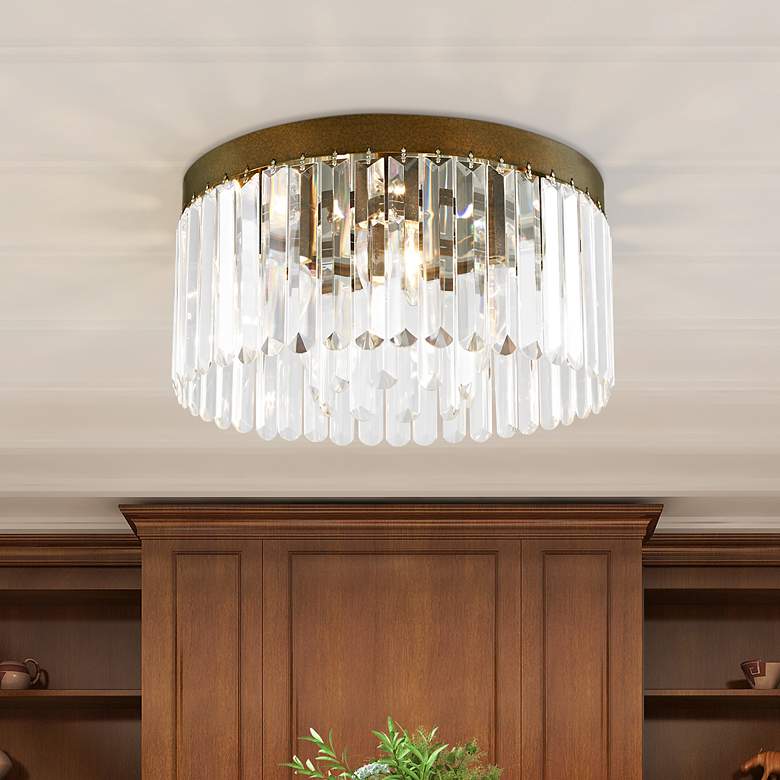 Image 1 Livex Lighting Palacial 16 1/4" 5-Light Bronze Crystal Ceiling Light
