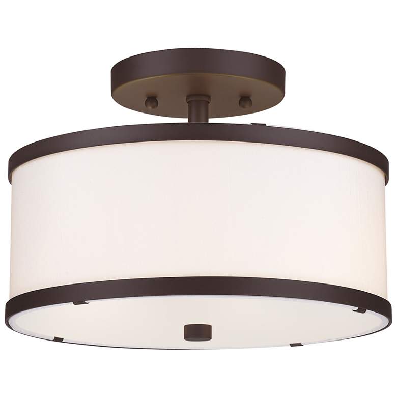 Image 1 Livex Lighting Park Ridge 11" 2-Light Bronze and White Ceiling Light