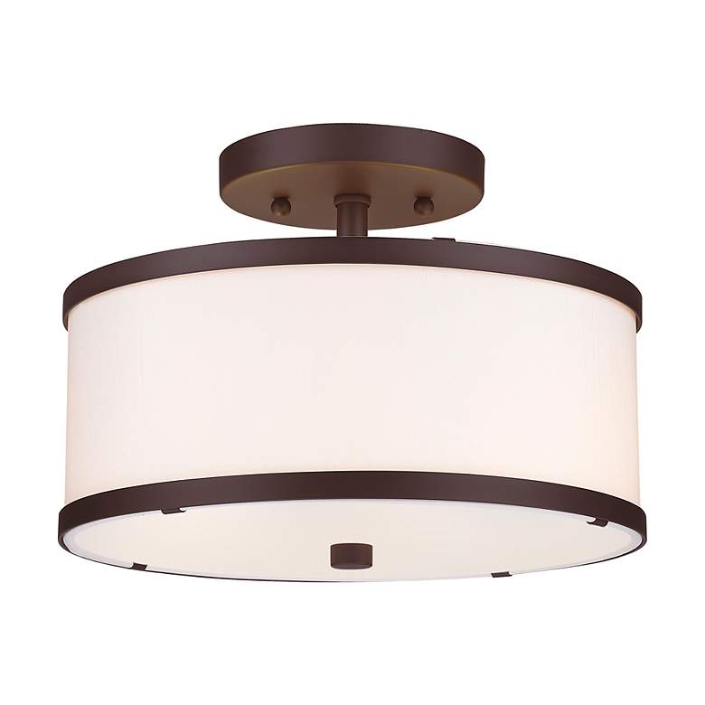 Image 3 Livex Lighting Park Ridge 11" 2-Light Bronze and White Ceiling Light more views
