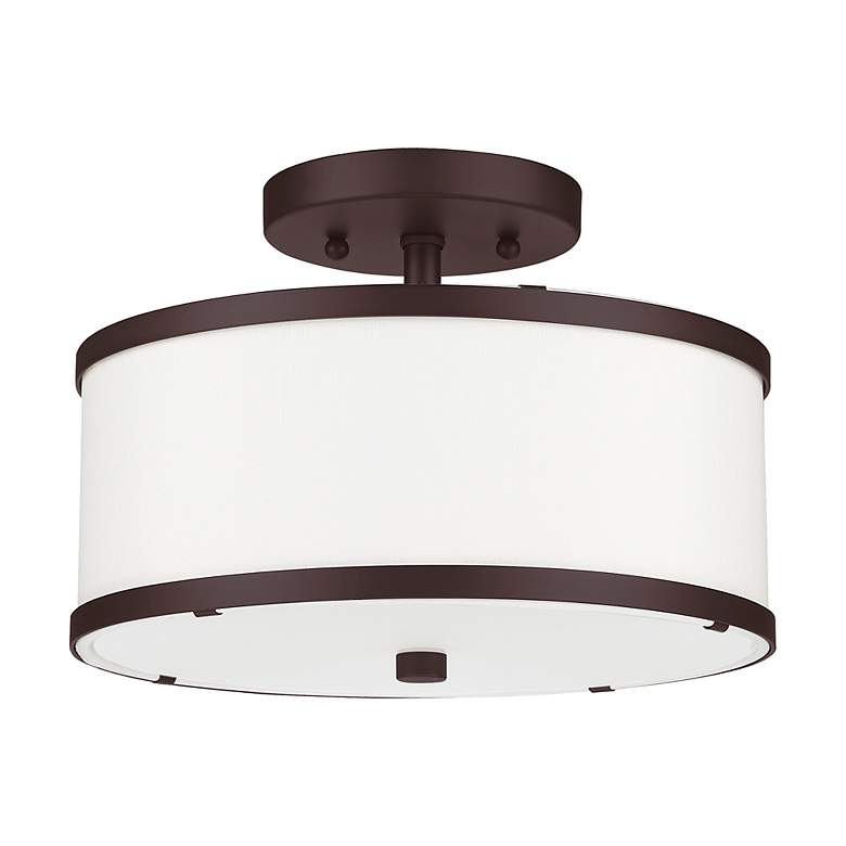 Image 4 Livex Lighting Park Ridge 11" 2-Light Bronze and White Ceiling Light more views